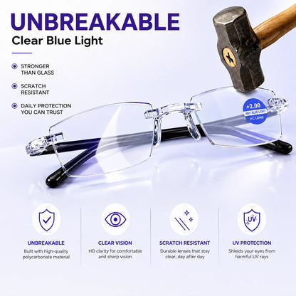 Rimless Smart Adaptive Power Reading Glasses | Lightweight & Foldable | Pack of 1