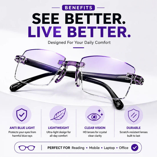 Rimless Smart Adaptive Power Reading Glasses | Lightweight & Foldable | Pack of 1