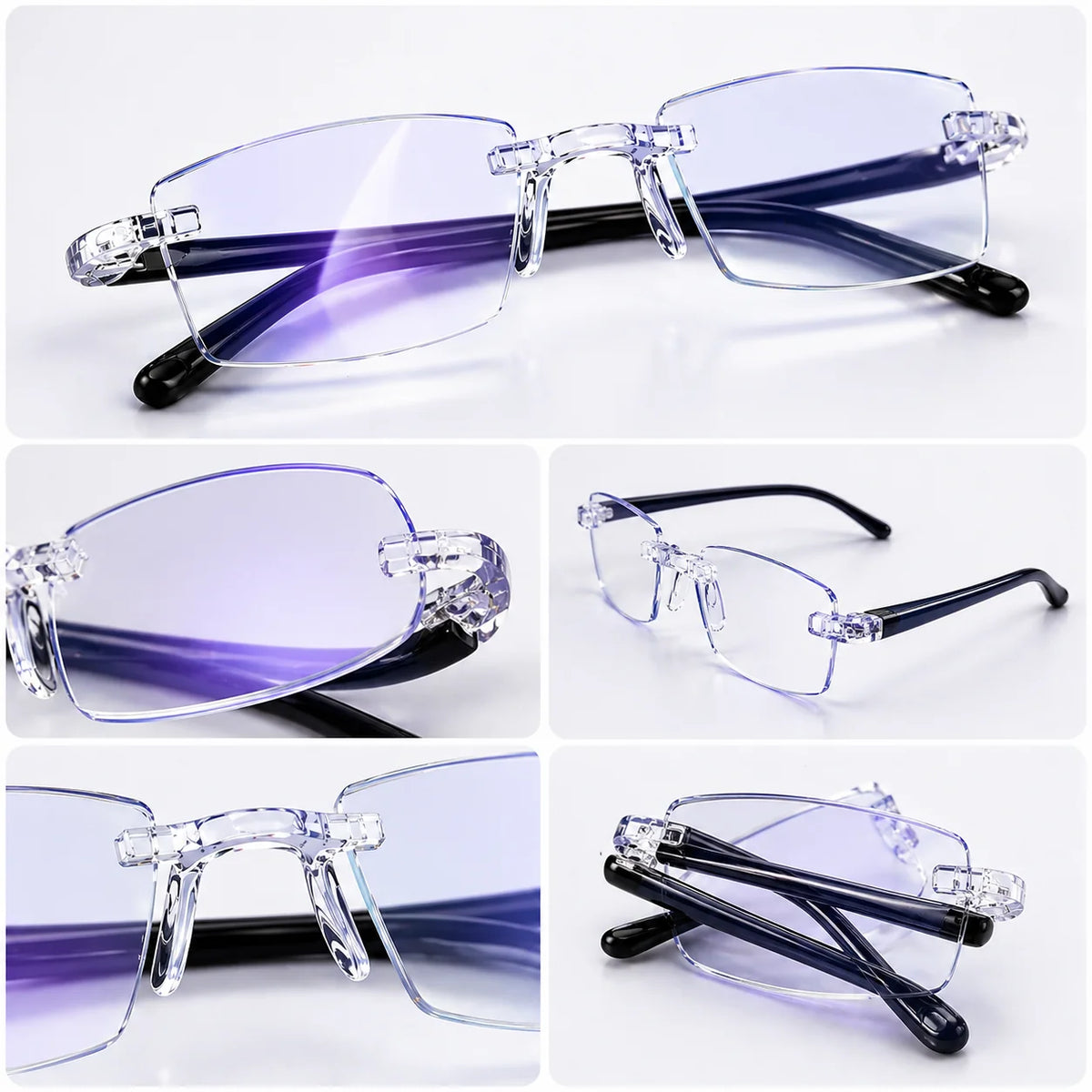 Rimless Smart Adaptive Power Reading Glasses | Lightweight & Foldable | Pack of 1
